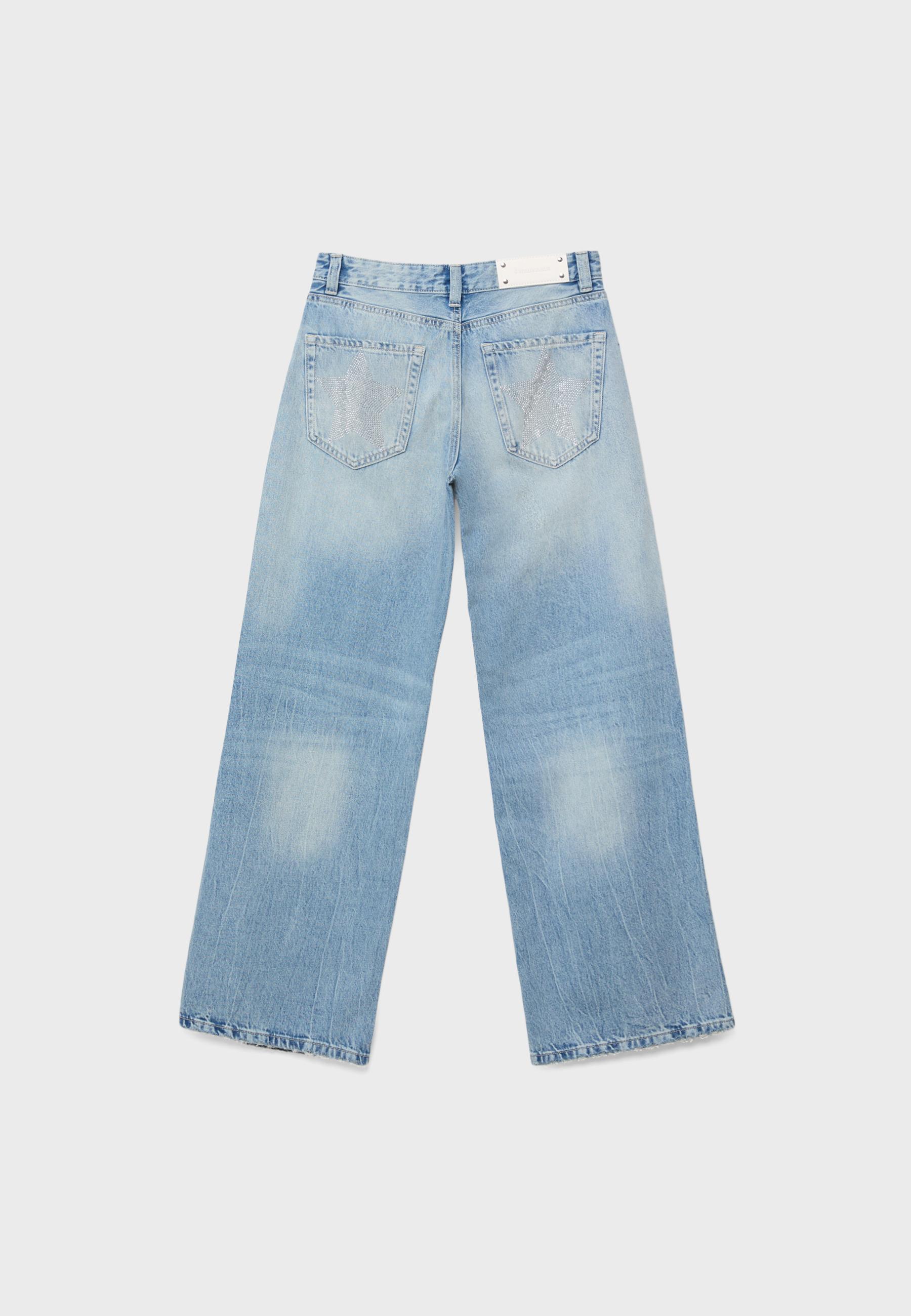 LOW-RISE WIDE-LEG JEANS WITH STAR DETAIL