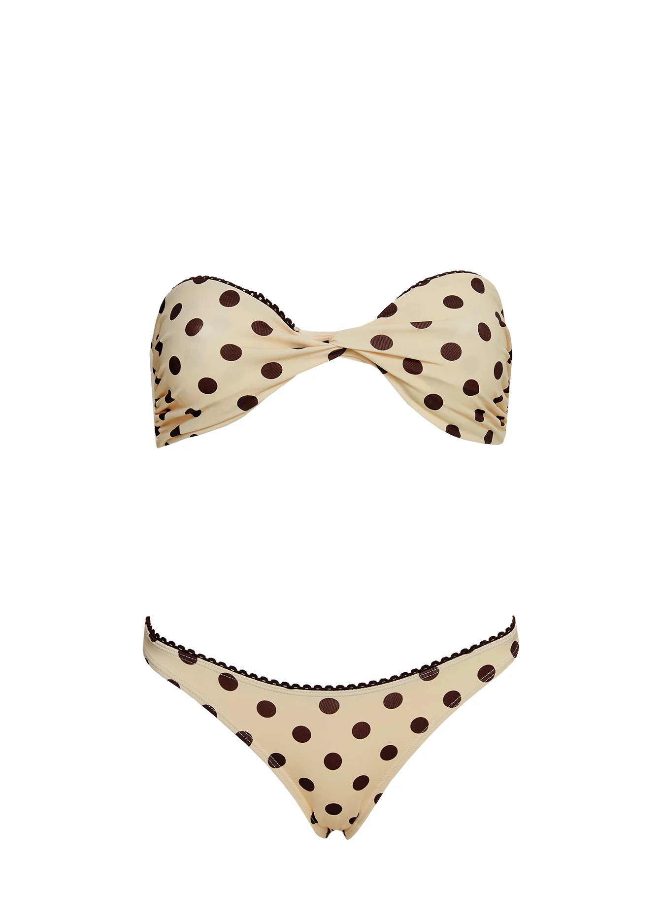 Tamrali Bandeau Bikini Top Yellow Polka Dot