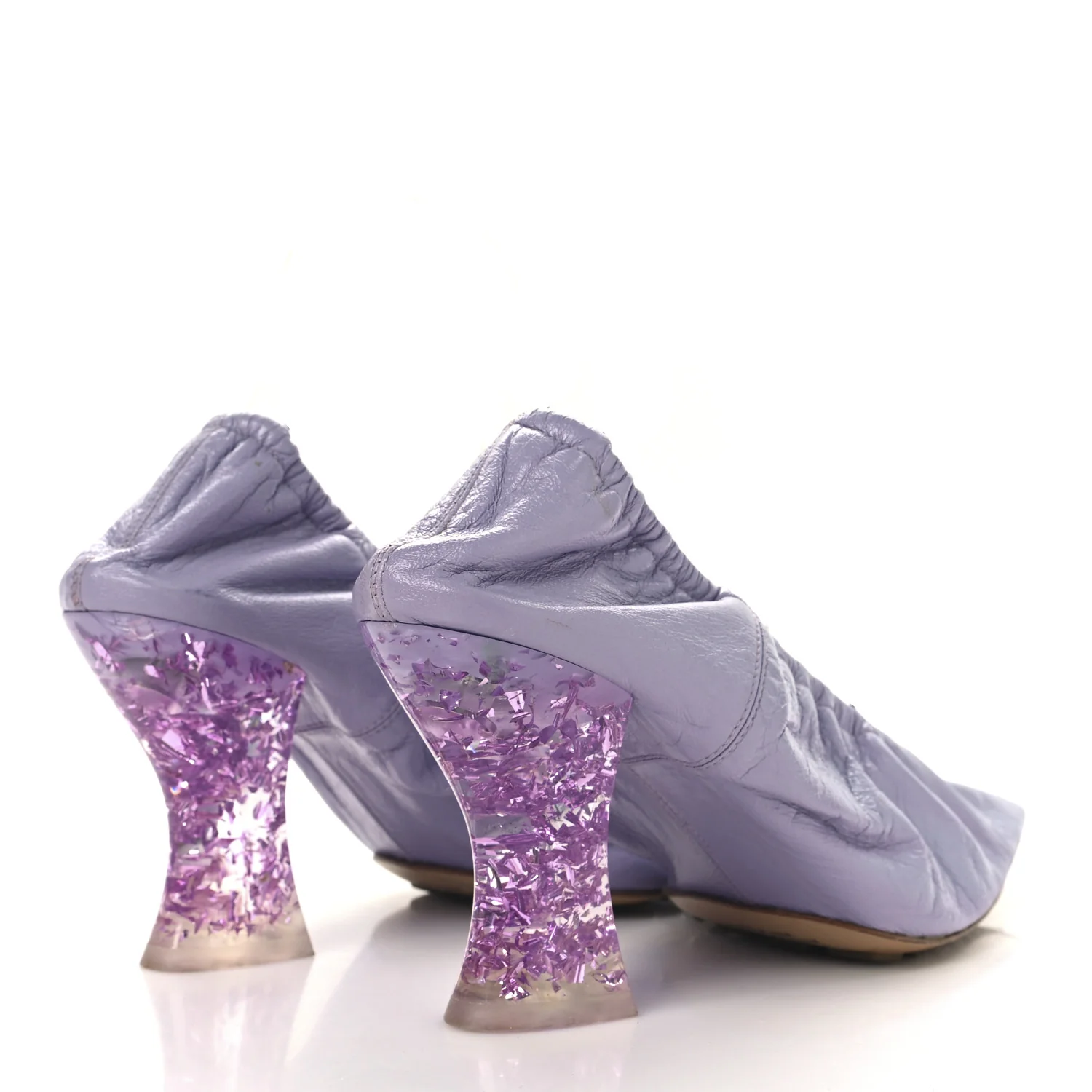 Crushed Nappa Glitter Plexiglass Almond Pumps 40 Lilac - Top Club
