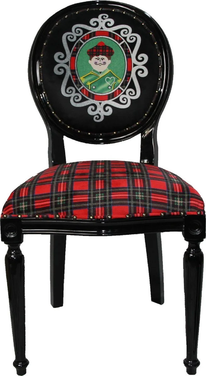 Luxury Baroque Dining Room Set Scotland Man and Woman Multicolored / Black 48 x 50 x H. 98 cm - 6 handmade dining chairs - Baroque dining room furniture