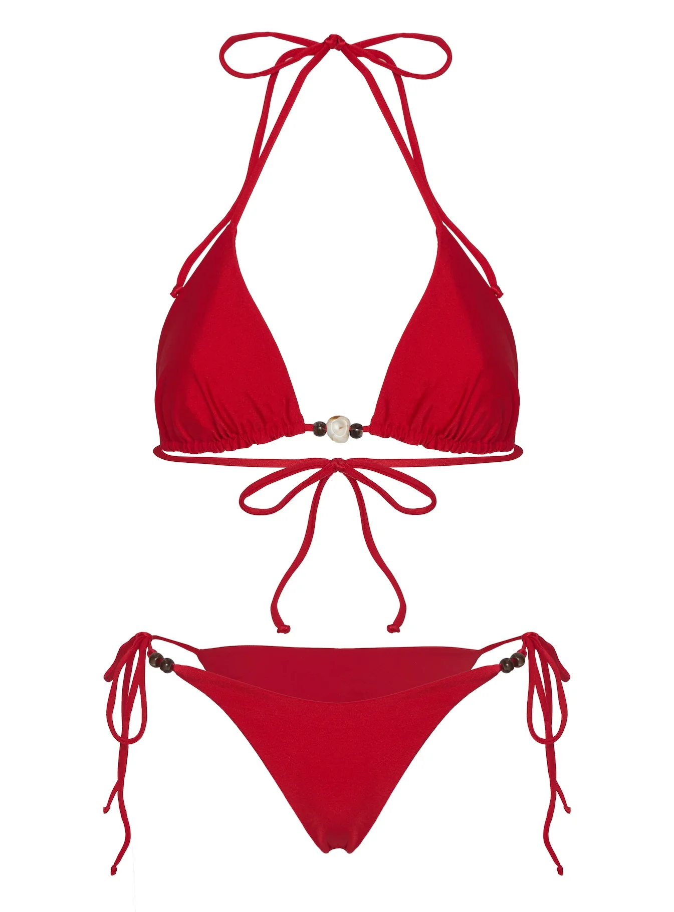 Nevaeh Beaded Bikini Top Red Shimmer