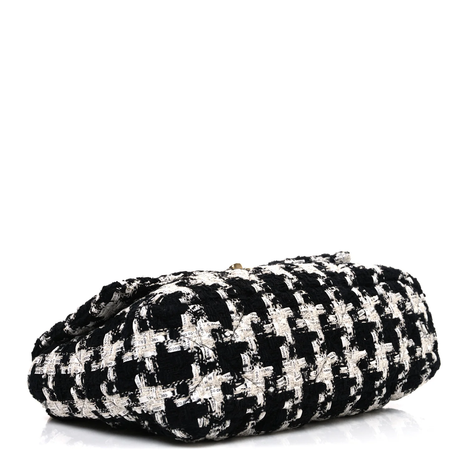 Tweed Quilted Large Chanel 19 Flap Black Ecru White - Top Club