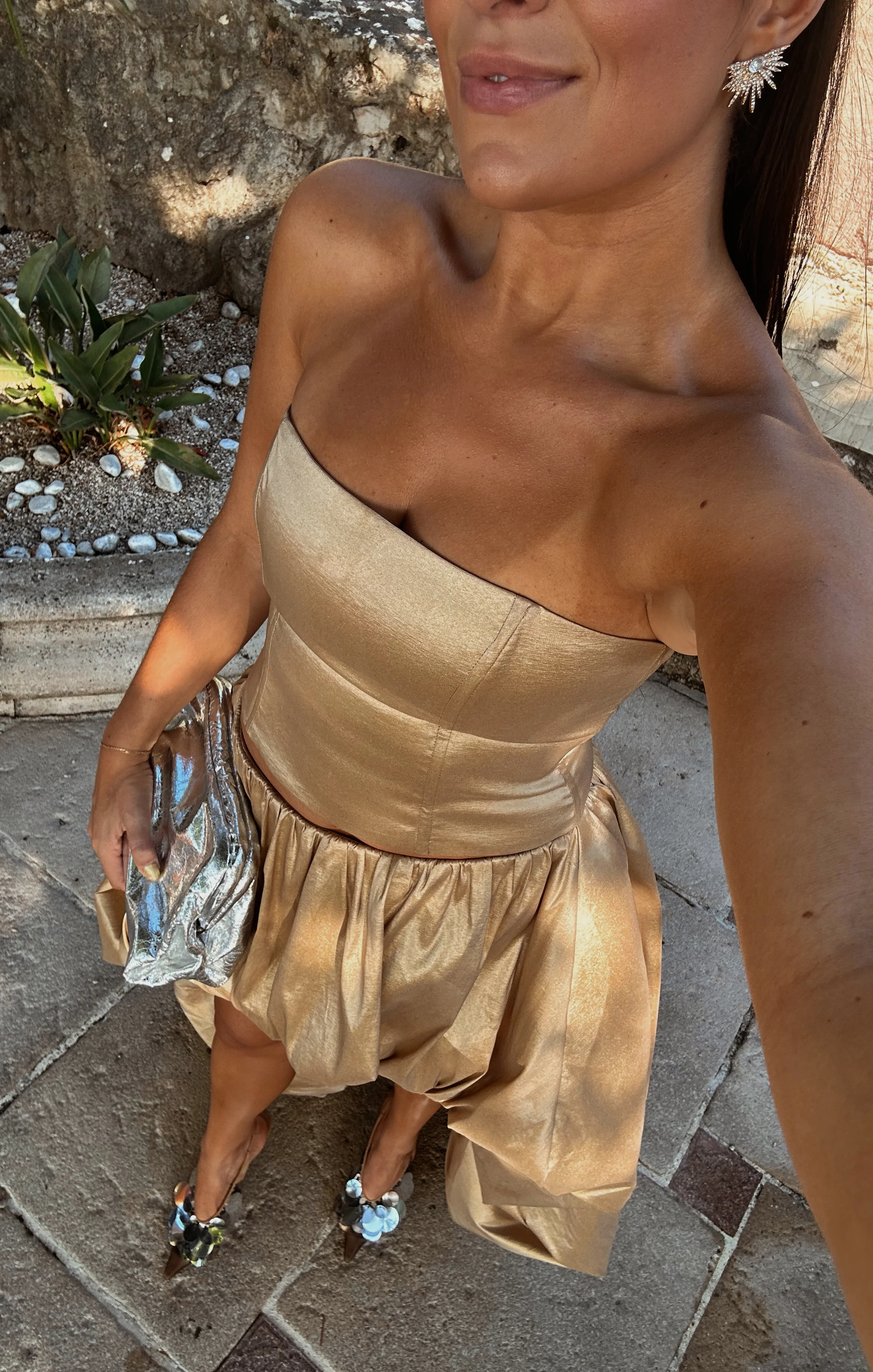 Tatum Maxi Skirt ~ Gold Metallic Taffeta
