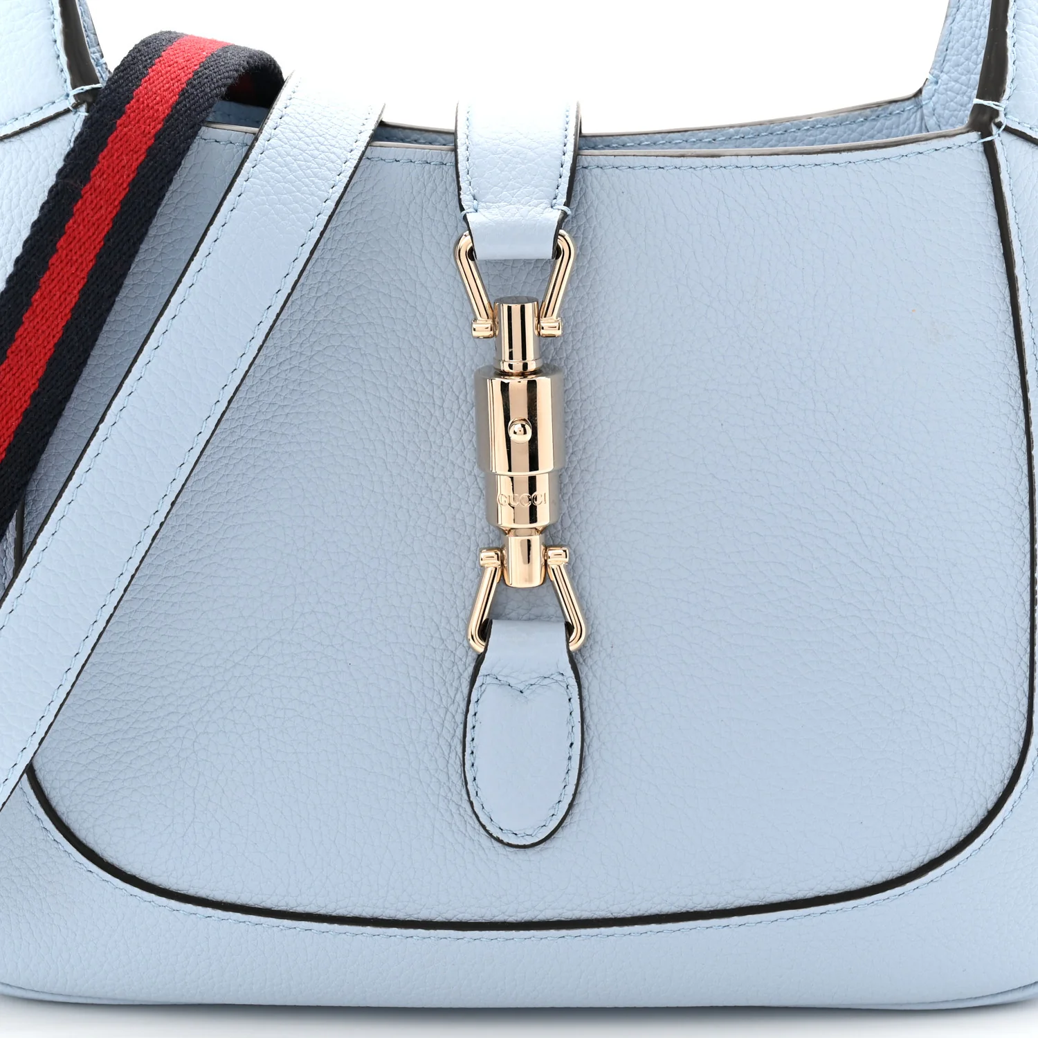 Grained Calfskin Web Medium Jackie 1961 Hobo Light Blue - Top Club