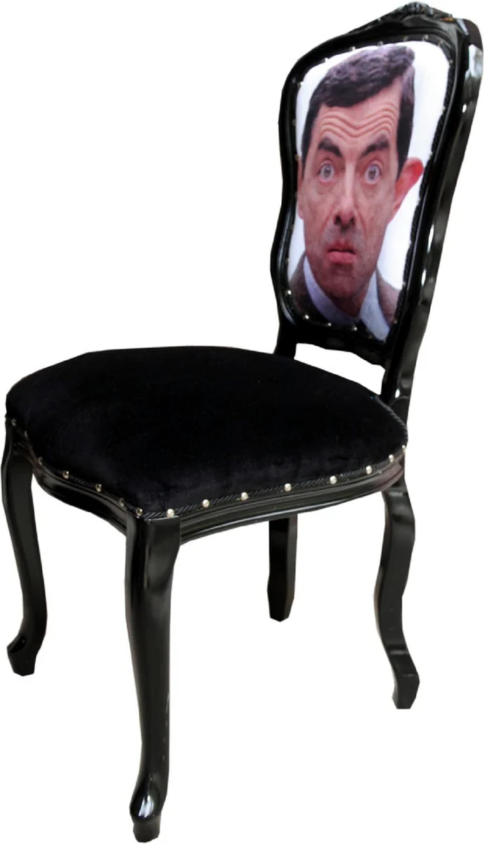 Luxury baroque dining room set caricature multicolored / black 55 x 54 x H. 103 cm - 6 handmade dining room chairs - designer chairs - baroque dining room furniture