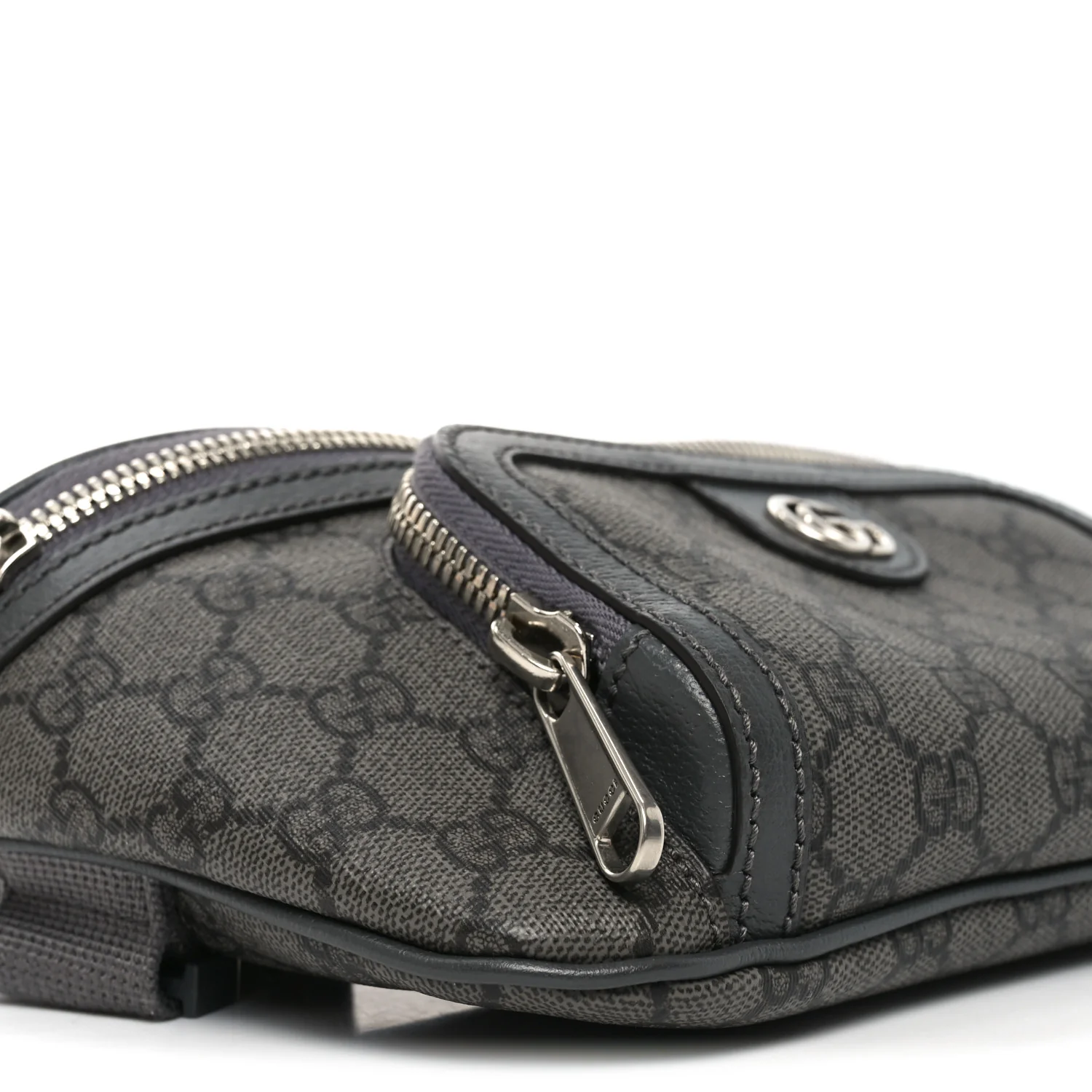 GG Supreme Monogram Textured Dollar Calfskin Ophidia Belt Bag Grey Black Graphite Grey - Top Club