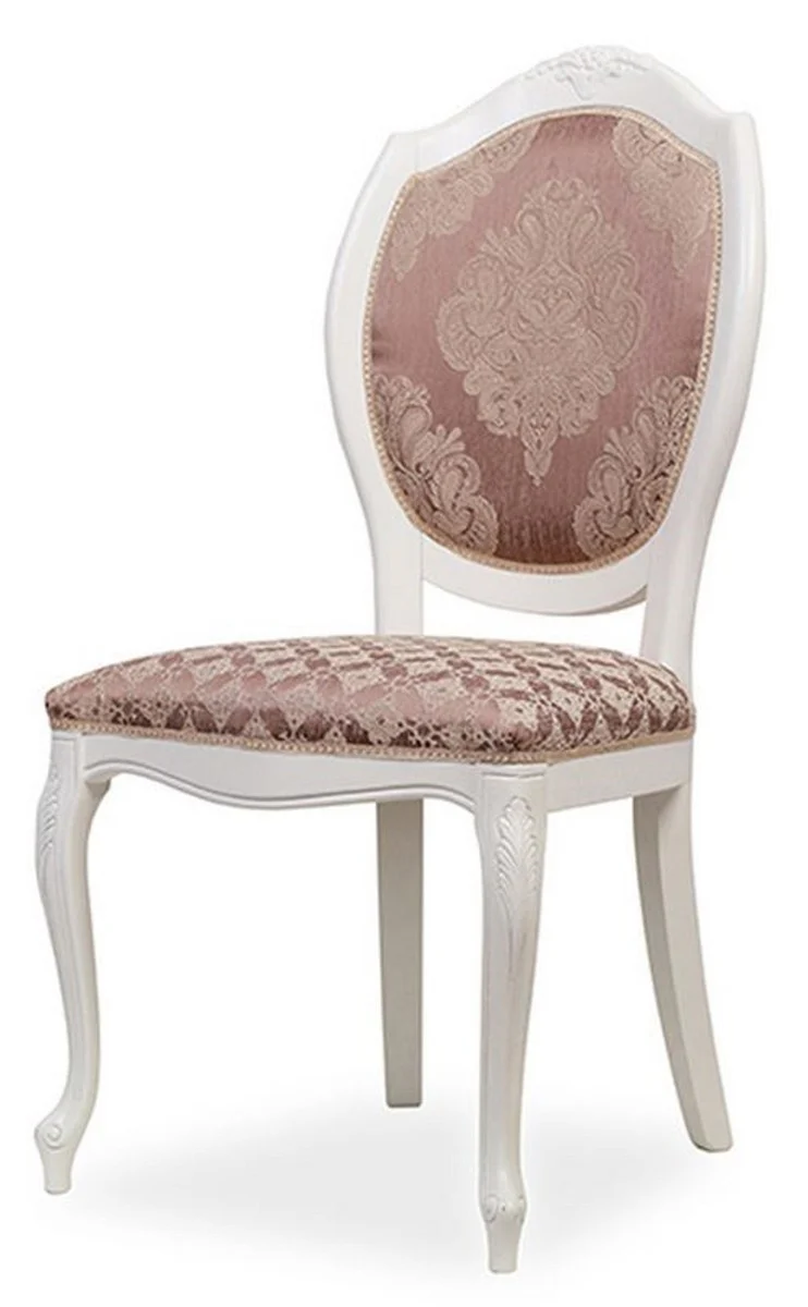 Luxury Baroque Dining Room Chair Set of 4 Purple / Beige / White - Baroque Style Kitchen Chairs - Magnificent Luxury Dining Room Furniture in Baroque Style - Noble & Magnificent