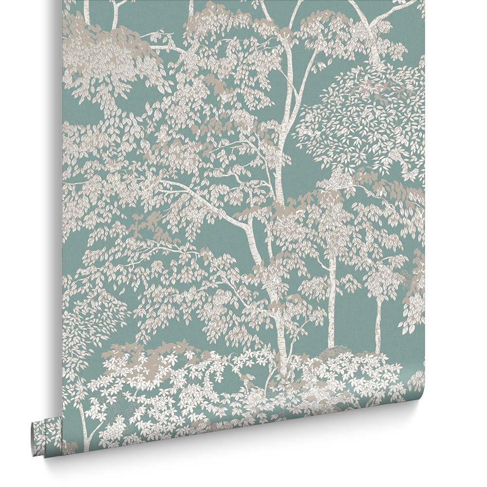 Graham & Brown vliesbehang Idyll Tree Duck egg Graham & Brown  vliesbehang  Idyll Tree Duck egg