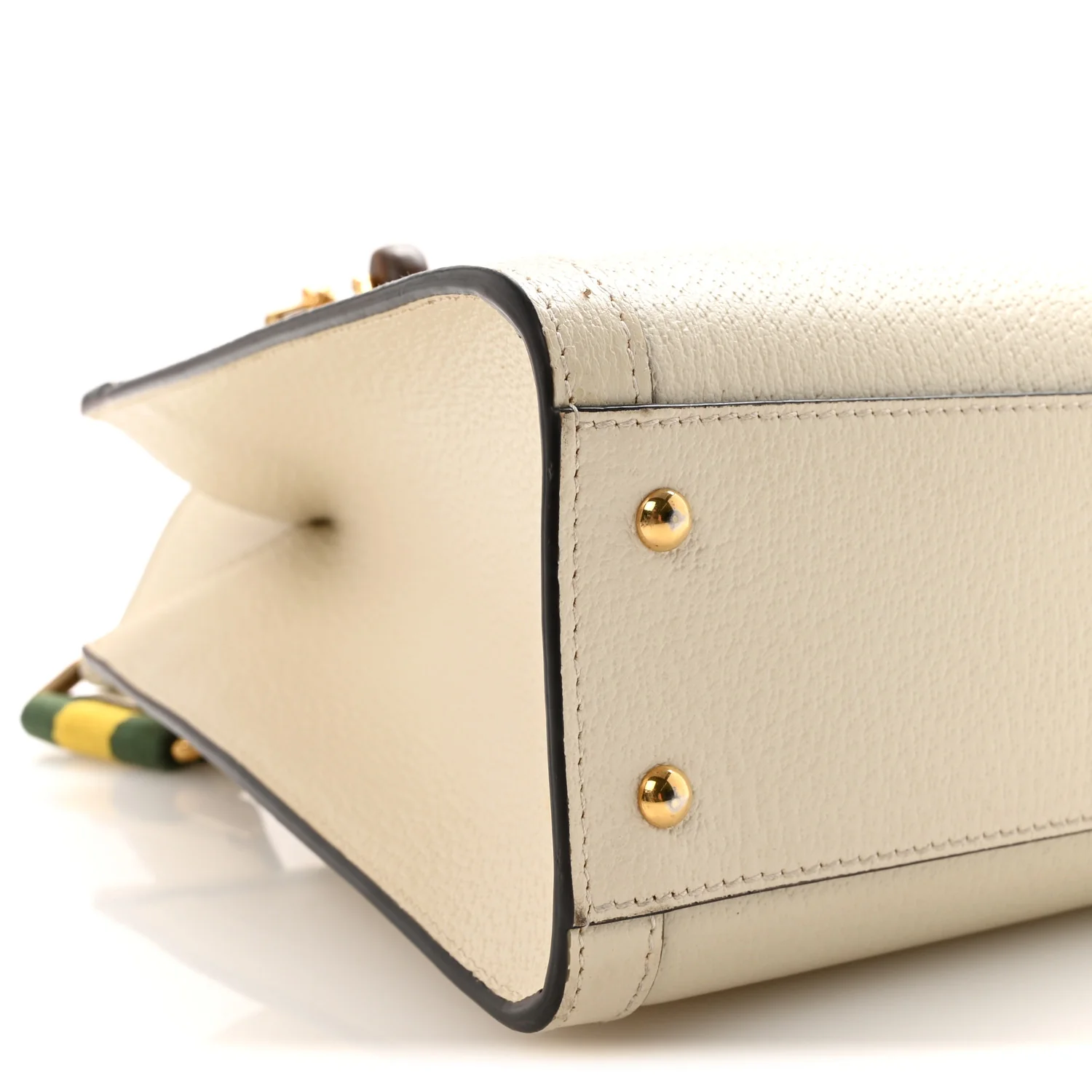 Textured Dollar Calfskin Web Small Diana Tote Bag Mystic White - Top Club