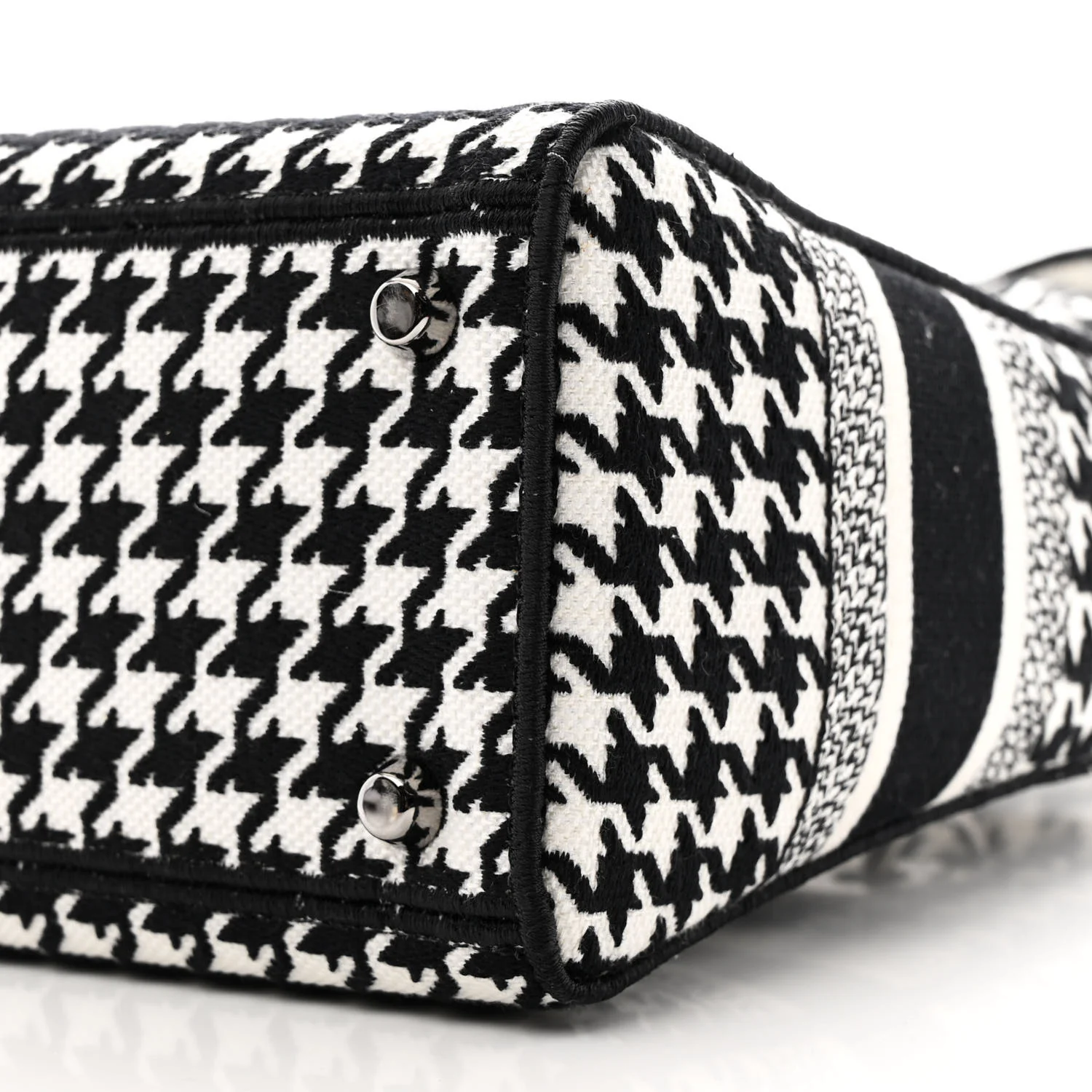 Canvas Houndstooth Embroidered Medium Lady D-Lite Black White - Top Club