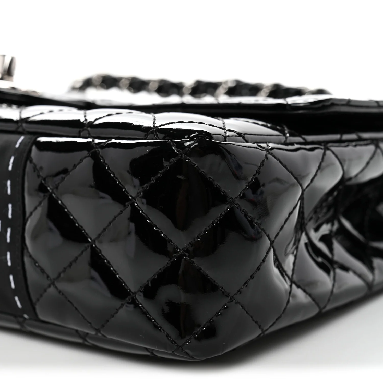 Patent Quilted Secret Label Medium Flap Black - Top Club