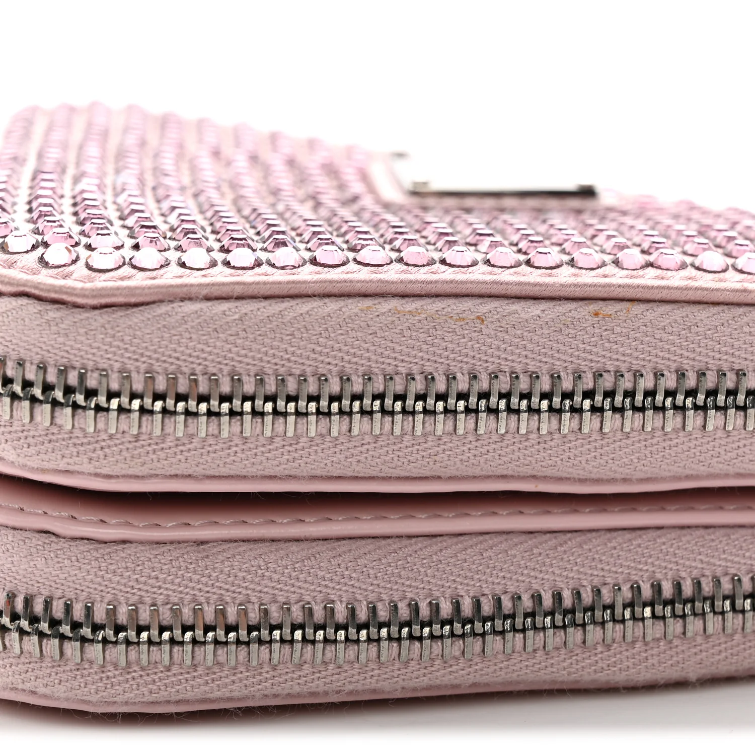 Satin Crystal Mini Triangle Crossbody Pouch Alabastro - Top Club