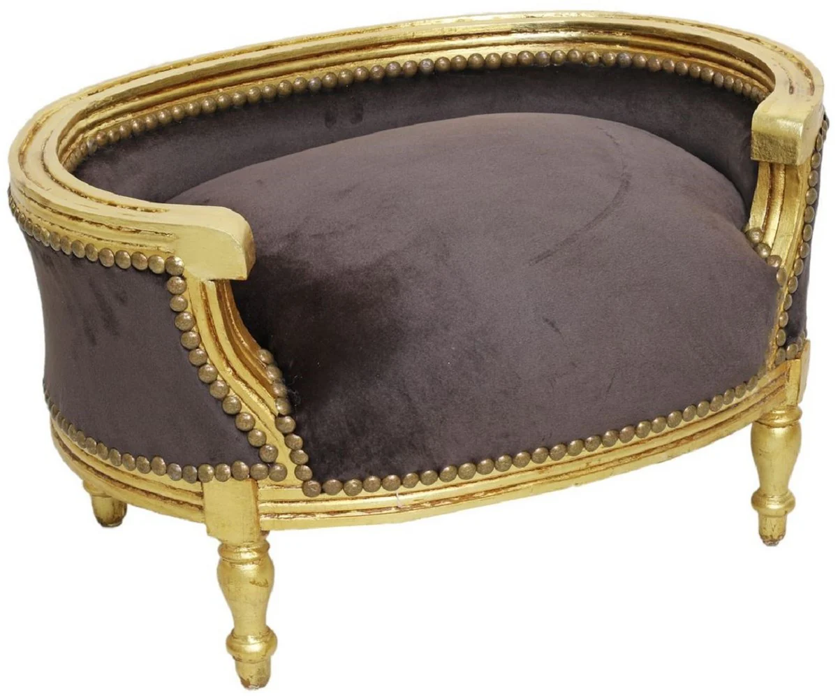 Baroque Dog Bed & Cat Bed Brown / Antique Gold - Handmade Dog & Cat Sofa in Baroque Style - Baroque Dog & Cat Furniture - Baroque Animal Furniture