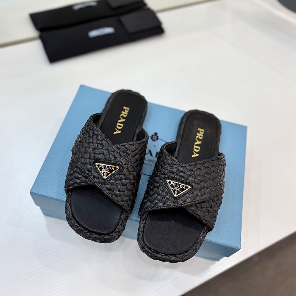Prada Raffia crisscross slides - Top Club