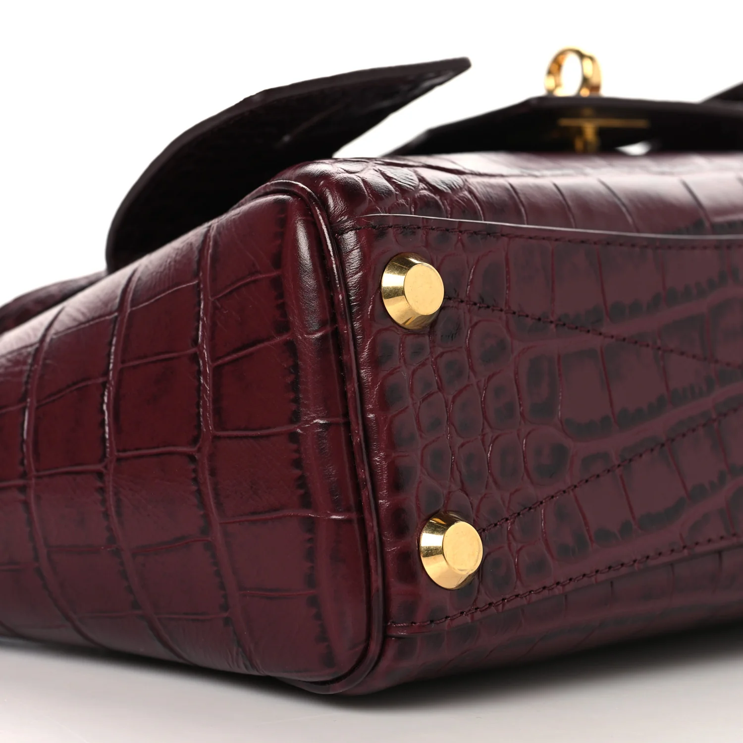 Calfskin Crocodile Embossed Mini Bel Air Carry All Bag Dark Burgundy - Top Club