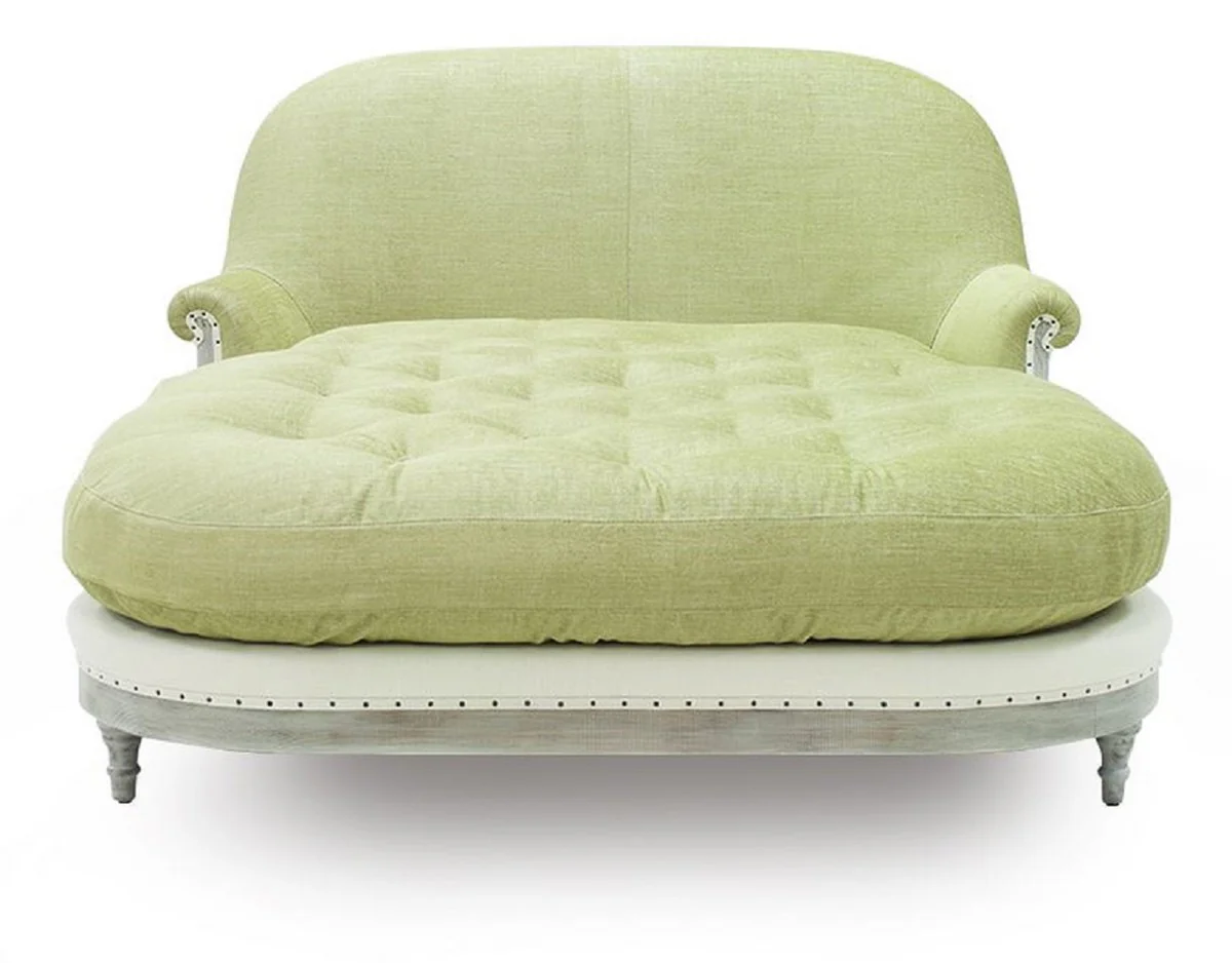 Luxury chaise longue light green / white / gray 140 x 185 x H. 91 cm - Living room lounge chair - Recamiere - Living room furniture - Luxury furniture - Luxury collection