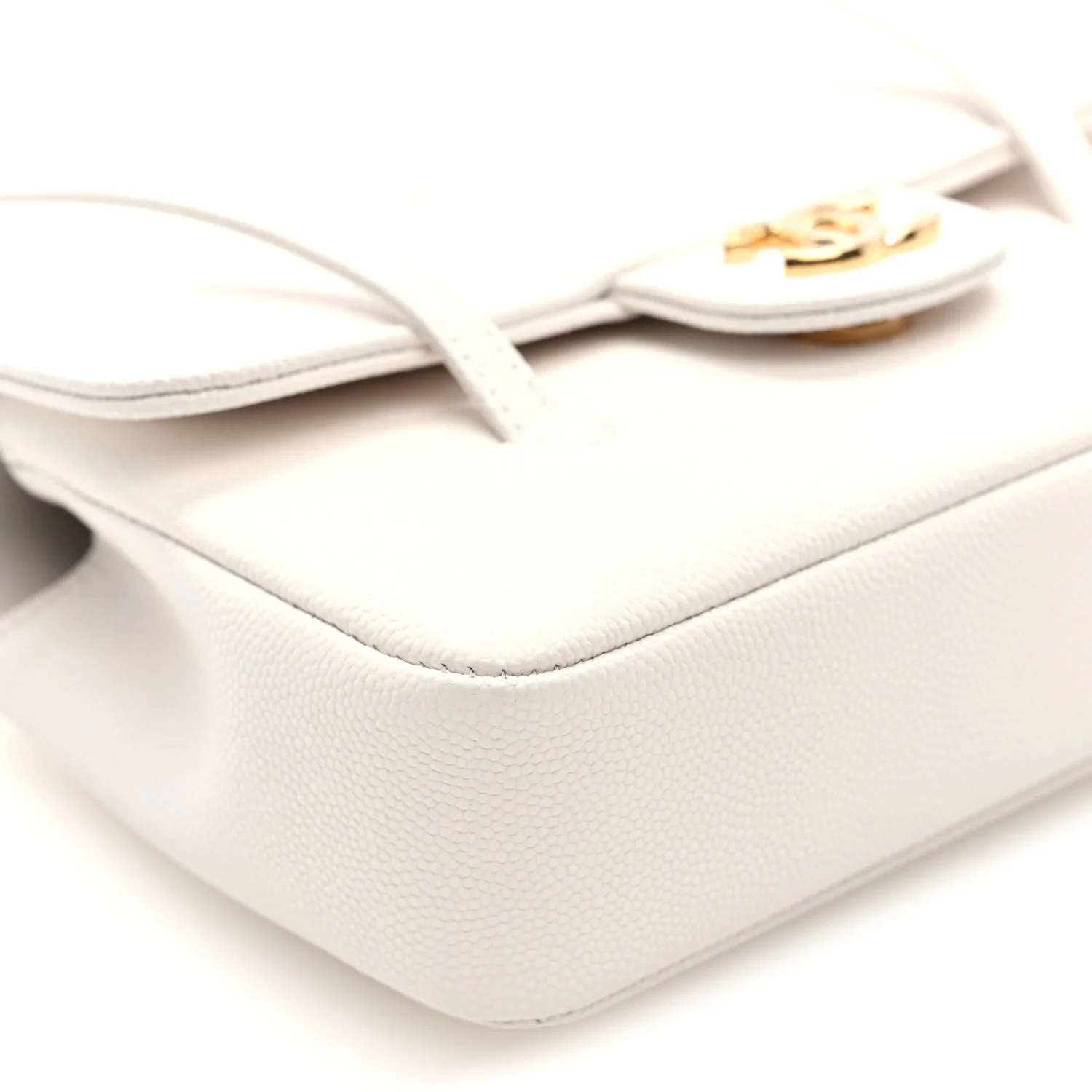 Shiny Caviar Mini Preppy Coco Shoulder Bag White - Top Club