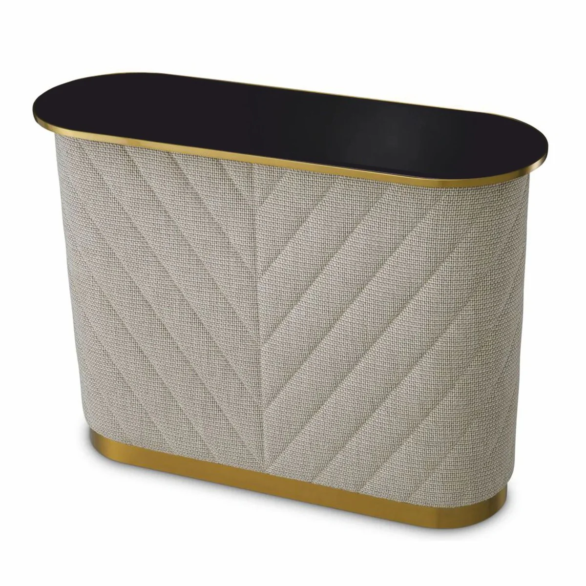 Luxury bar counter with glass top cream white / black / brass 140 cm - bar furniture