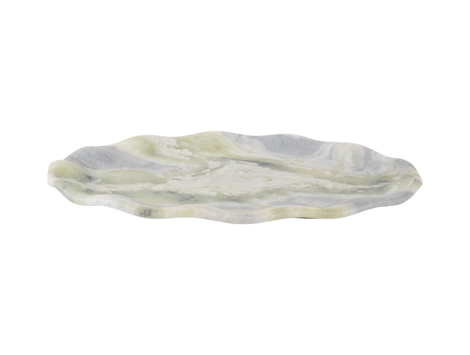 Tray Waved oval large marble himalayan green