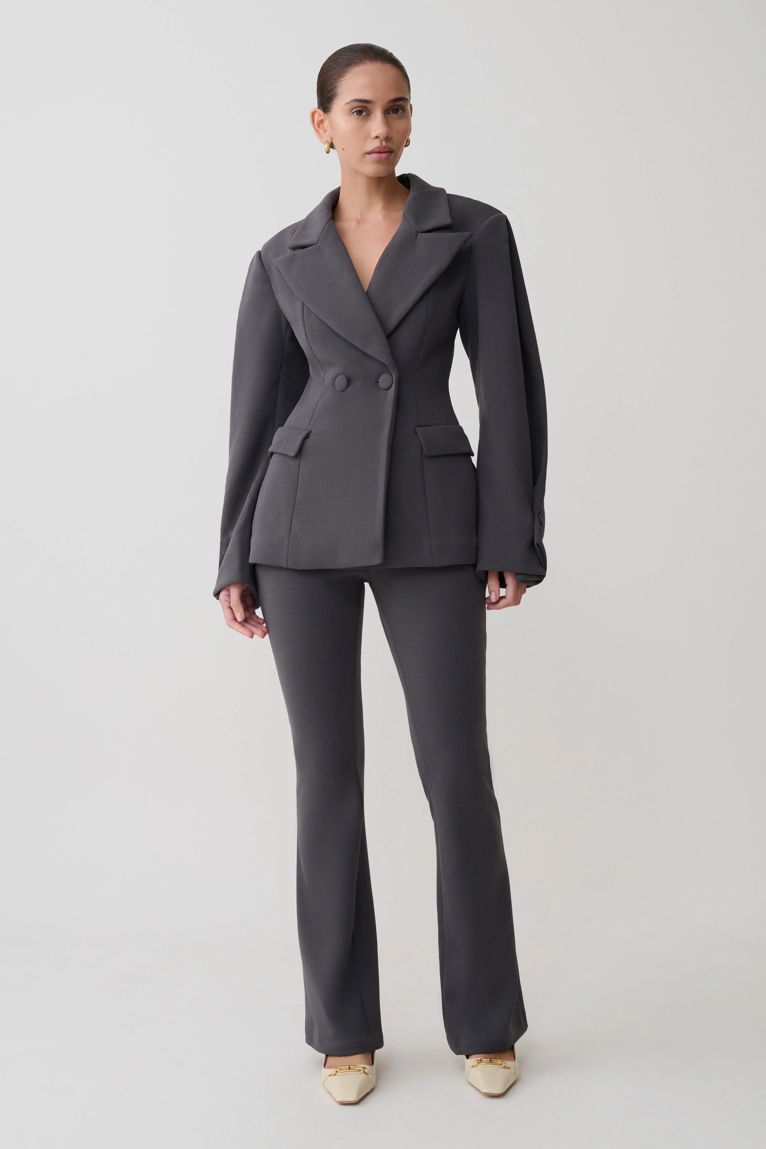 Marion Fit And Flare Pant - Charcoal Shadow