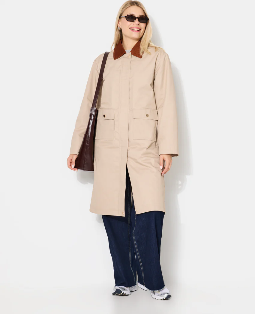 Pimkie Manteau long en toile avec col velours