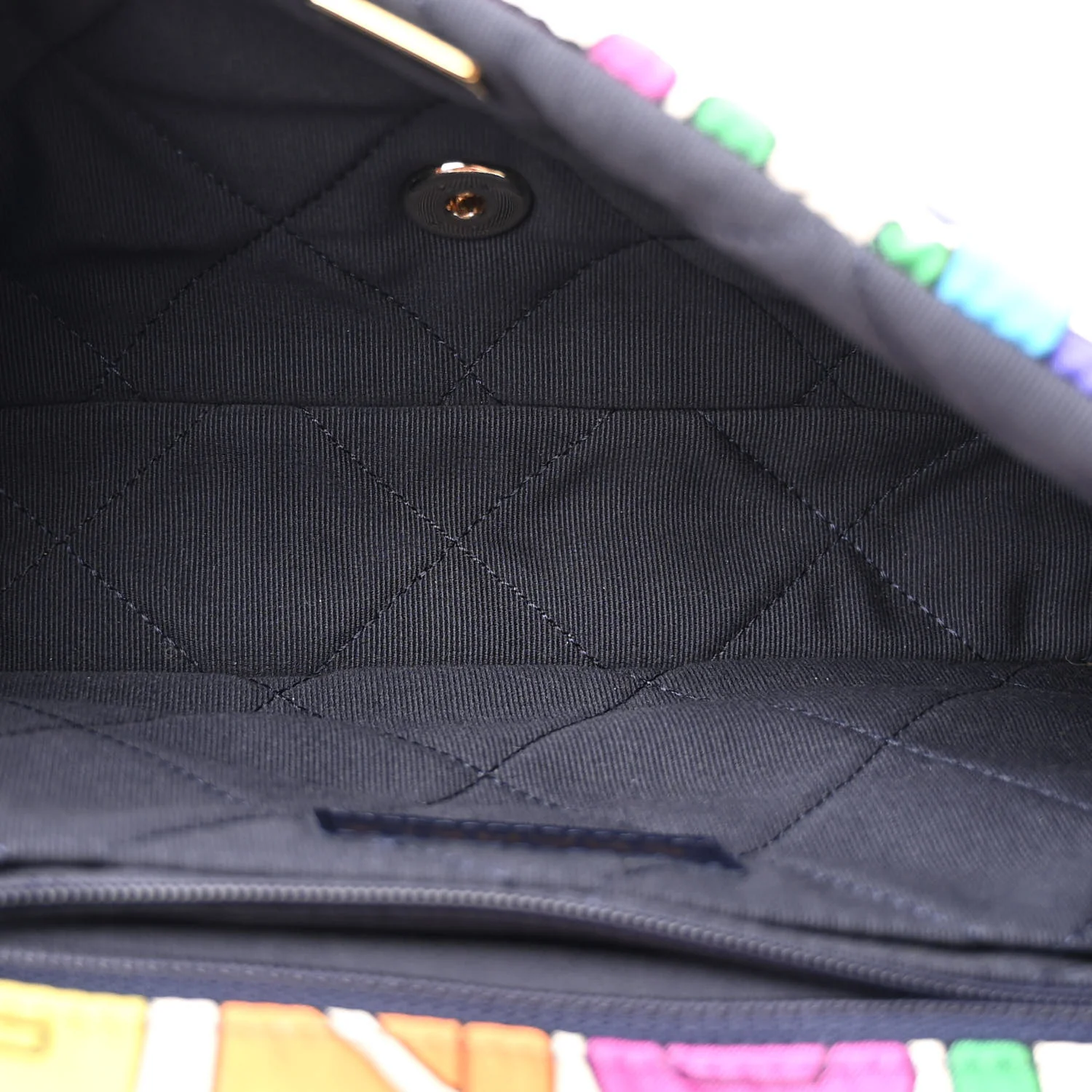 Printed Fabric Quilted Logo Single Flap Bag Multicolor - Top Club