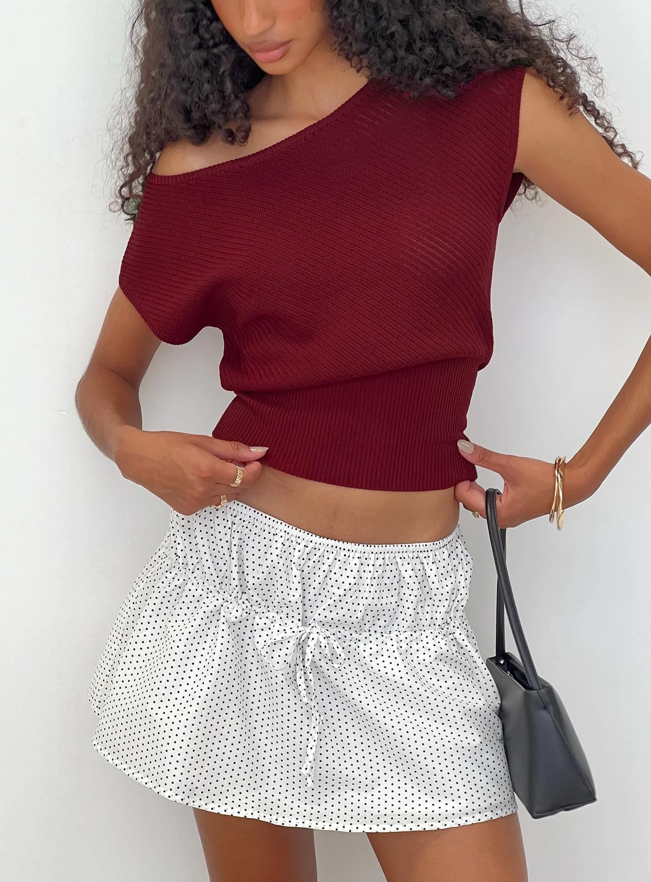 Nomi Mini Skirt White Polka Dot