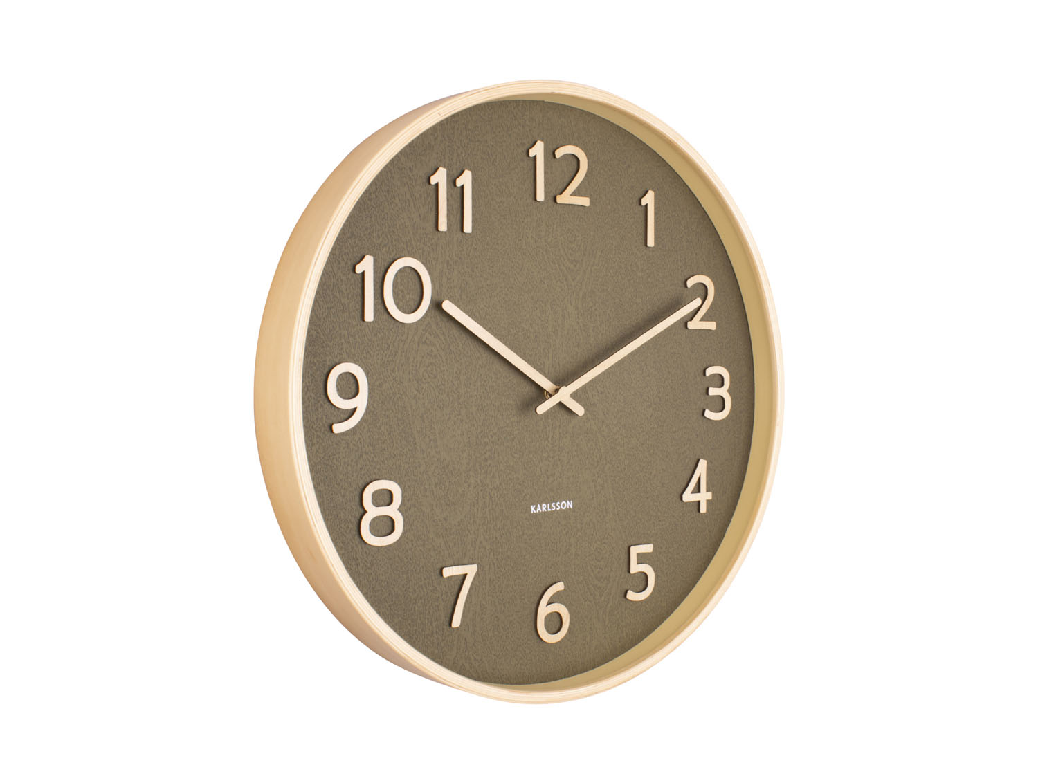 Wall clock Pure wood grain medium moss green