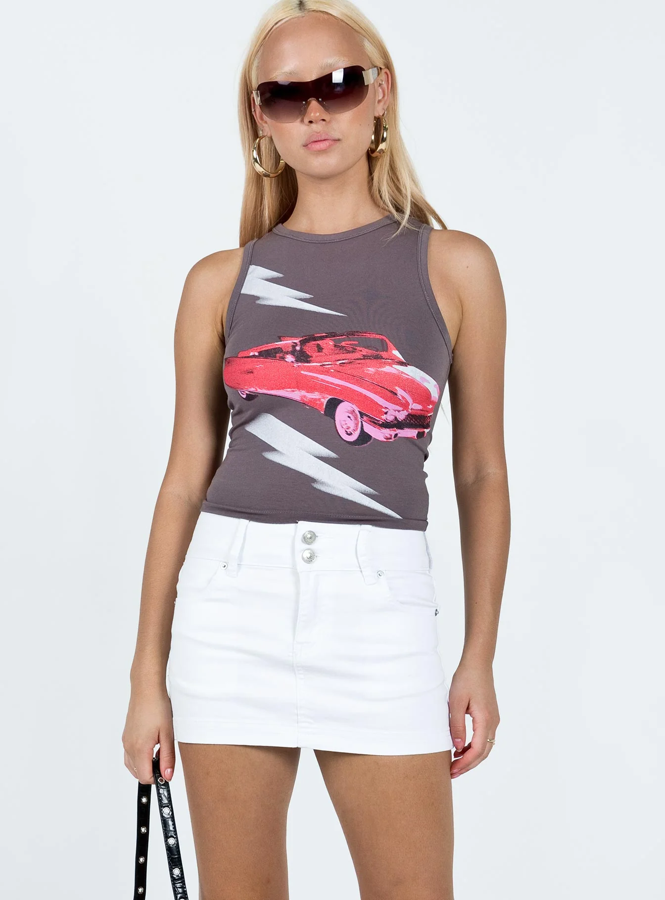 Faya Low Rise Denim Mini Skirt White