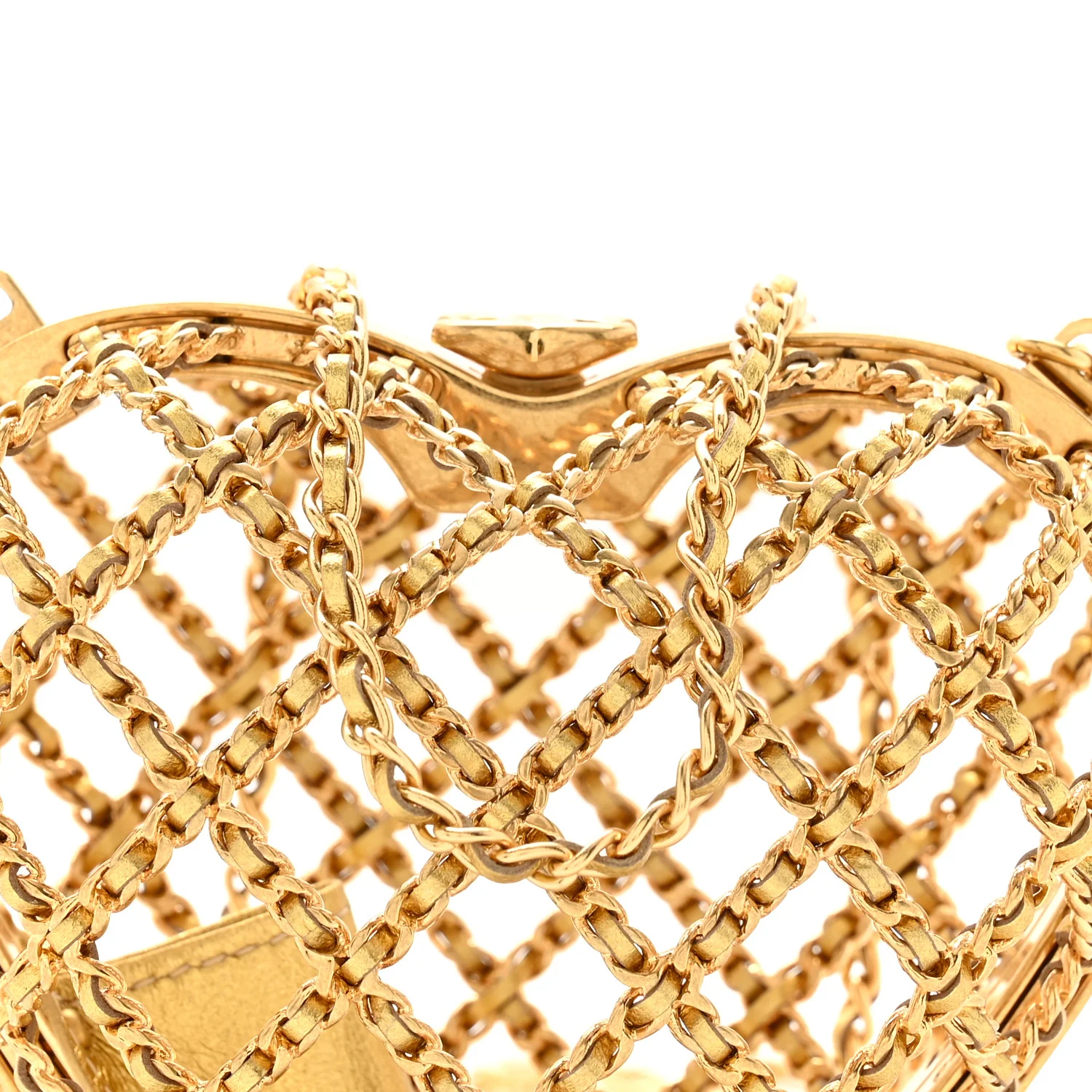 Metal Metallic Lambskin Quilted CC Heart Minaudiere Crossbody Gold - Top Club