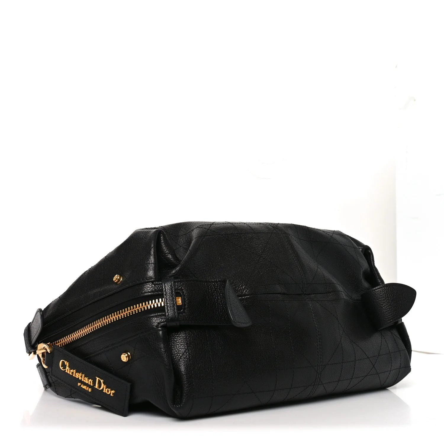 Shiny Grained Calfskin Macrocannage Medium D-Journey Bag Black - Top Club