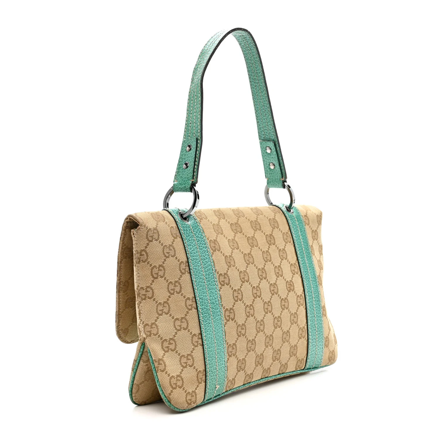 Monogram Satchel Bag Turquoise