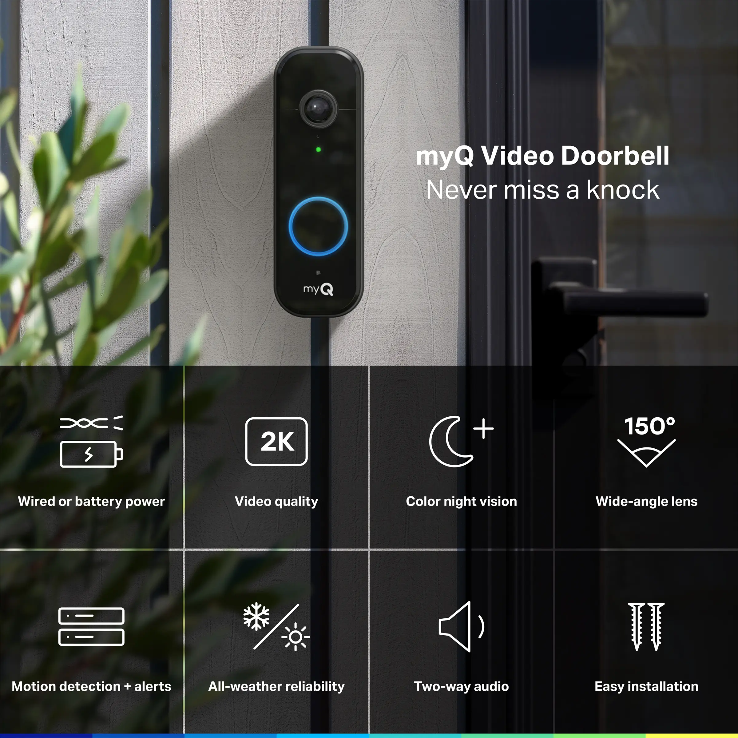 myQ Outdoor Battery Camera 3-Pack & Video Doorbell Bundle