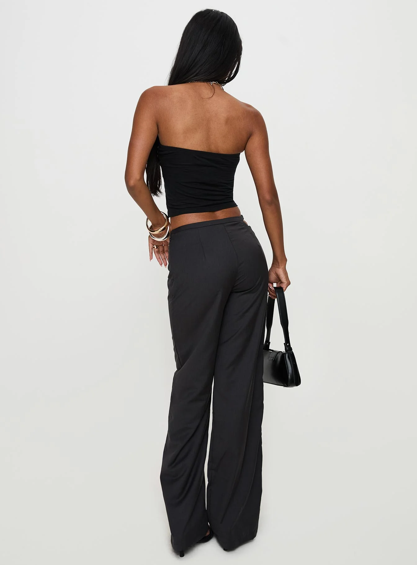 Nights Like This Cut Out Buckle Detail Pants Charcoal