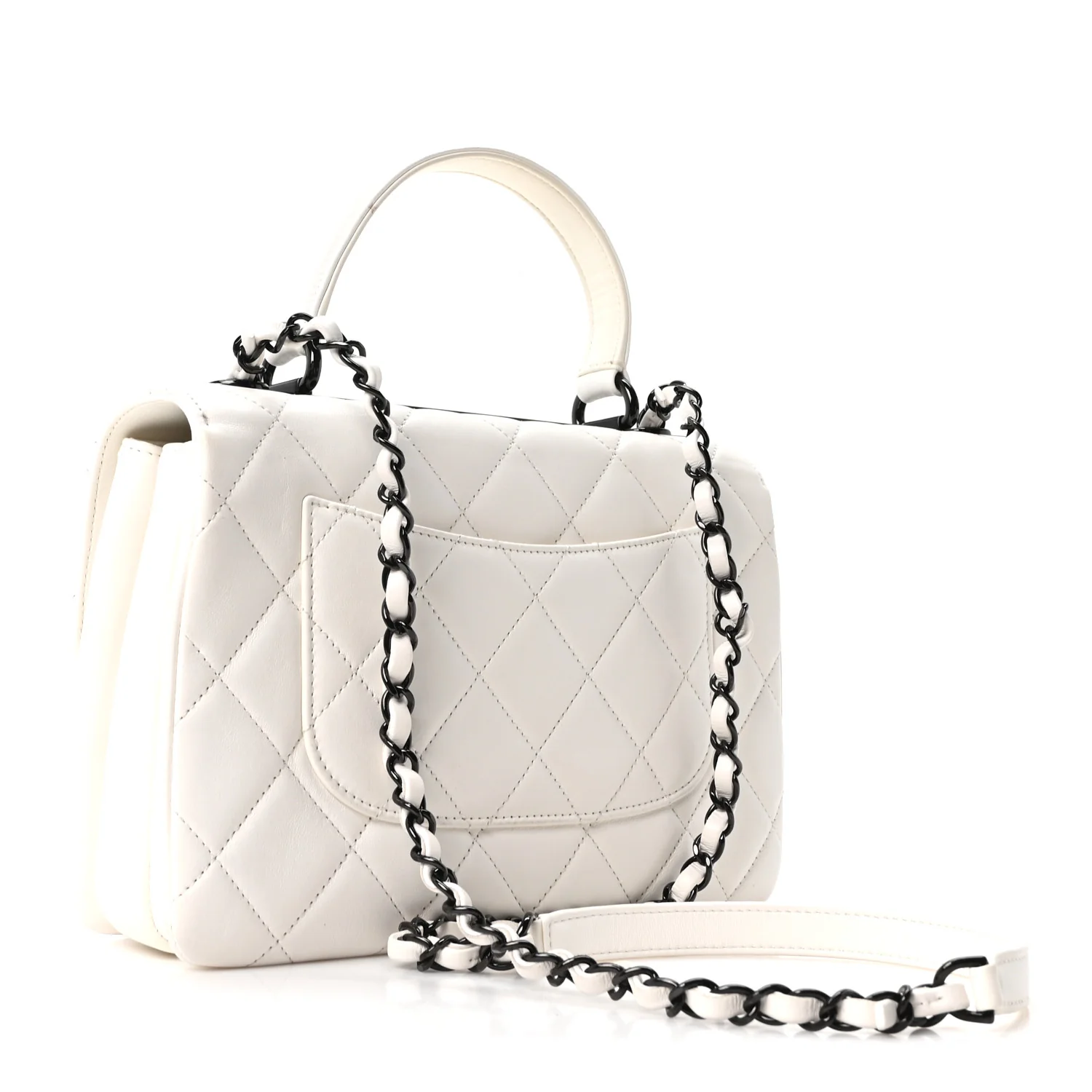 Lambskin Quilted Small Trendy CC Dual Handle Flap Bag White - Top Club