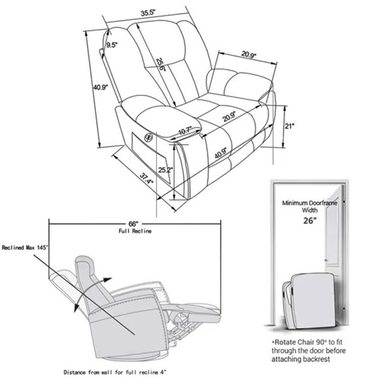 41'' Oversized Power Lift Chair - Heated Massage Electric Recliner with Super Soft Padding