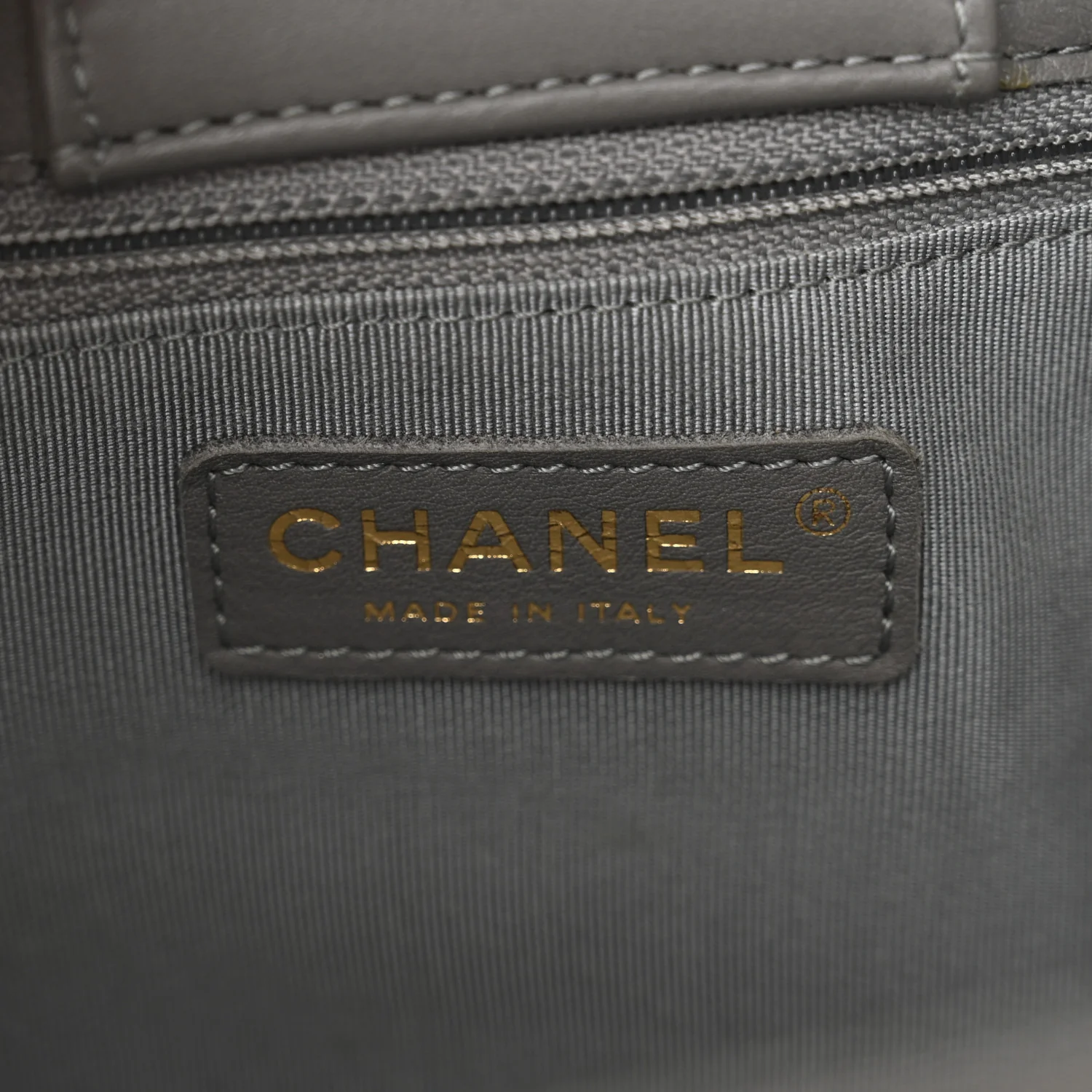 Calfskin Chevron Quilted Statement Shopping Tote Grey - Top Club