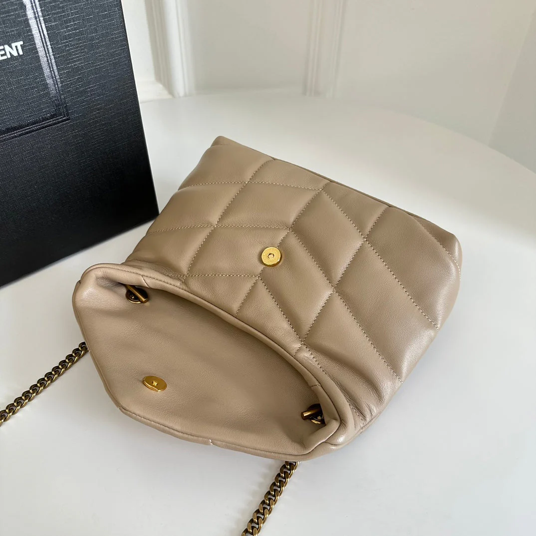 YSL  Loulou Puffer Toy Bag In Quilted Lambskin Beige Size 23x15.5x8.5 - Top Club