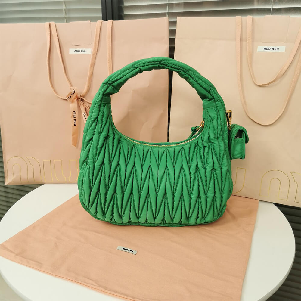 Miu Wander matelasse regenerated nylon hobo bag - Top Club