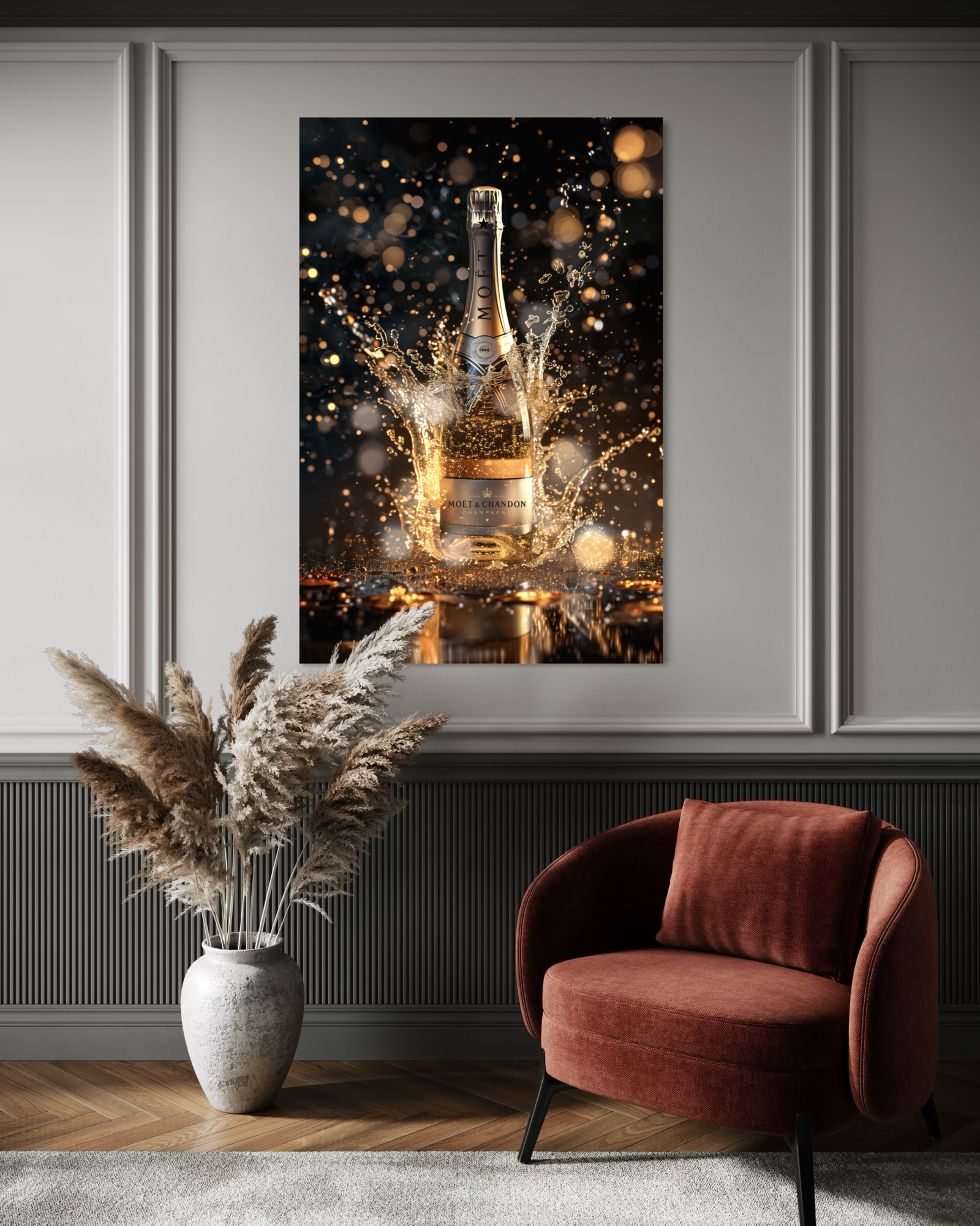 Dibond schilderij 'Champagne Only' 80x120 cm