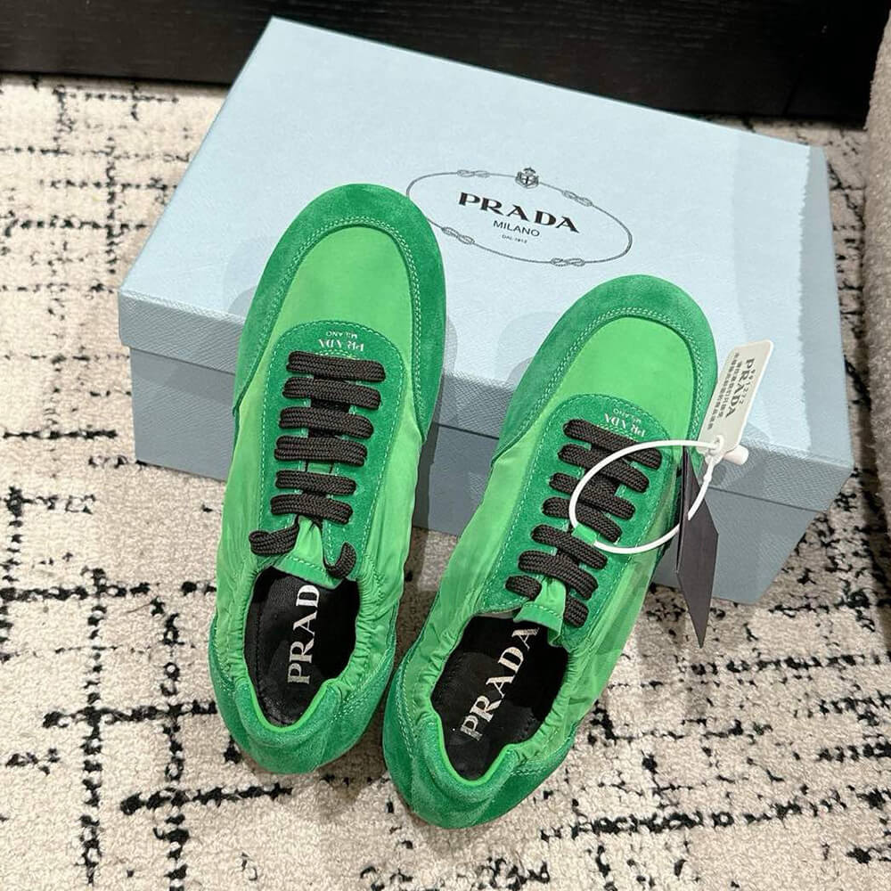 PRADA Collapse Re-Nylon and suede elasticized sneakers - Top Club
