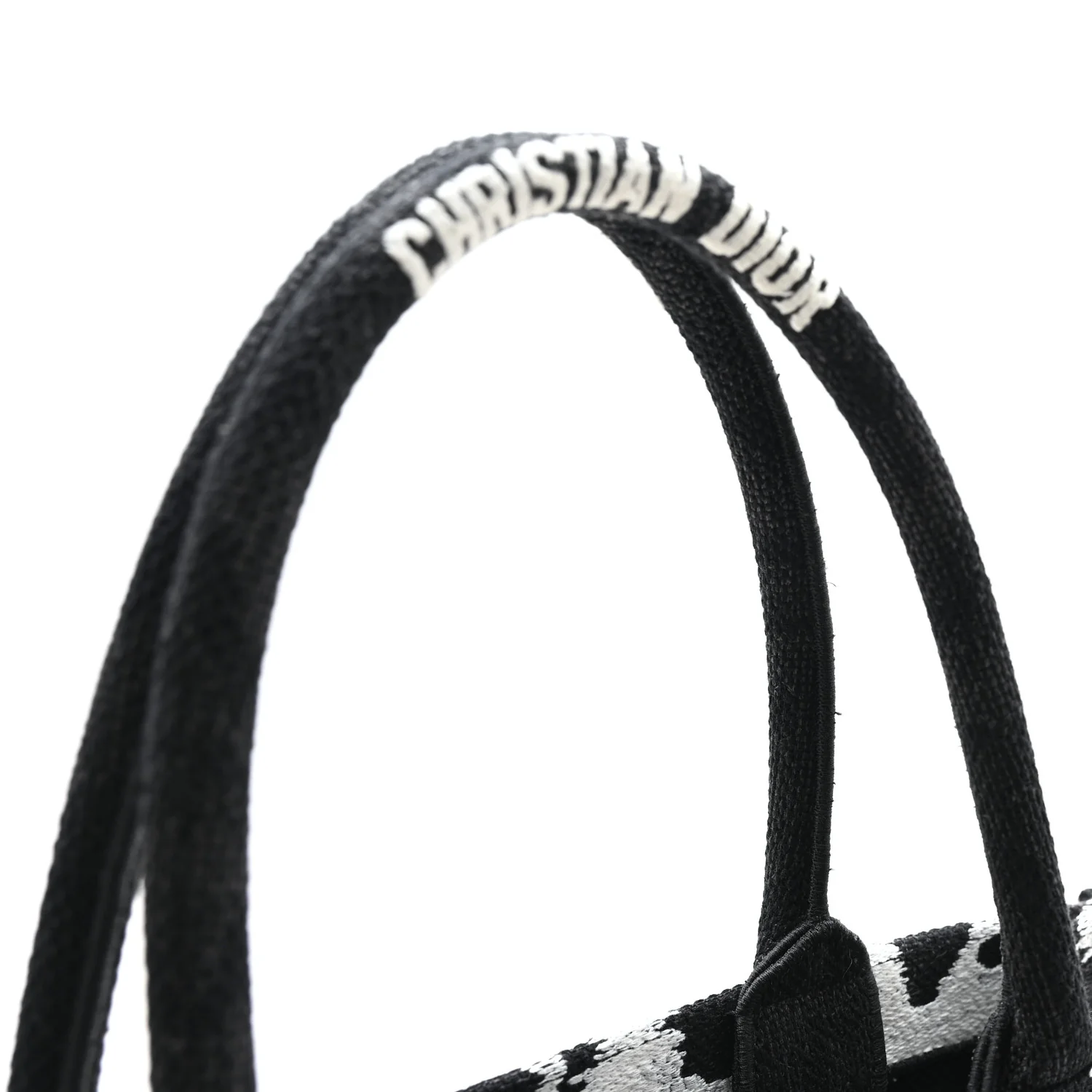 Canvas Embroidered Medium Paris Book Tote Black White - Top Club