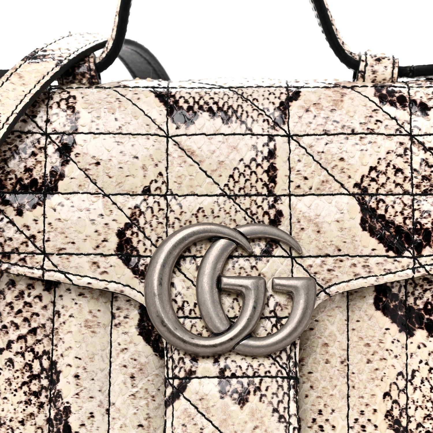 Snakeskin Matelasse Aria Mini GG Marmont Top Handle Shoulder Bag Roccia - Top Club