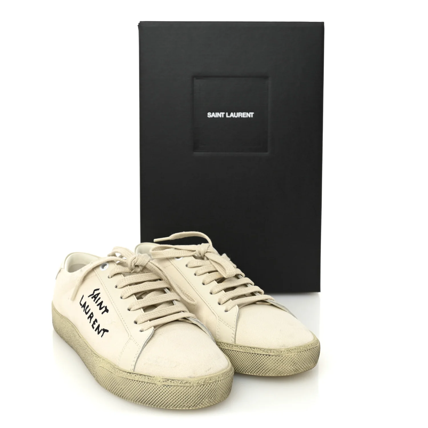 Distressed Canvas Court Classic Sneakers 37 Panna - Top Club