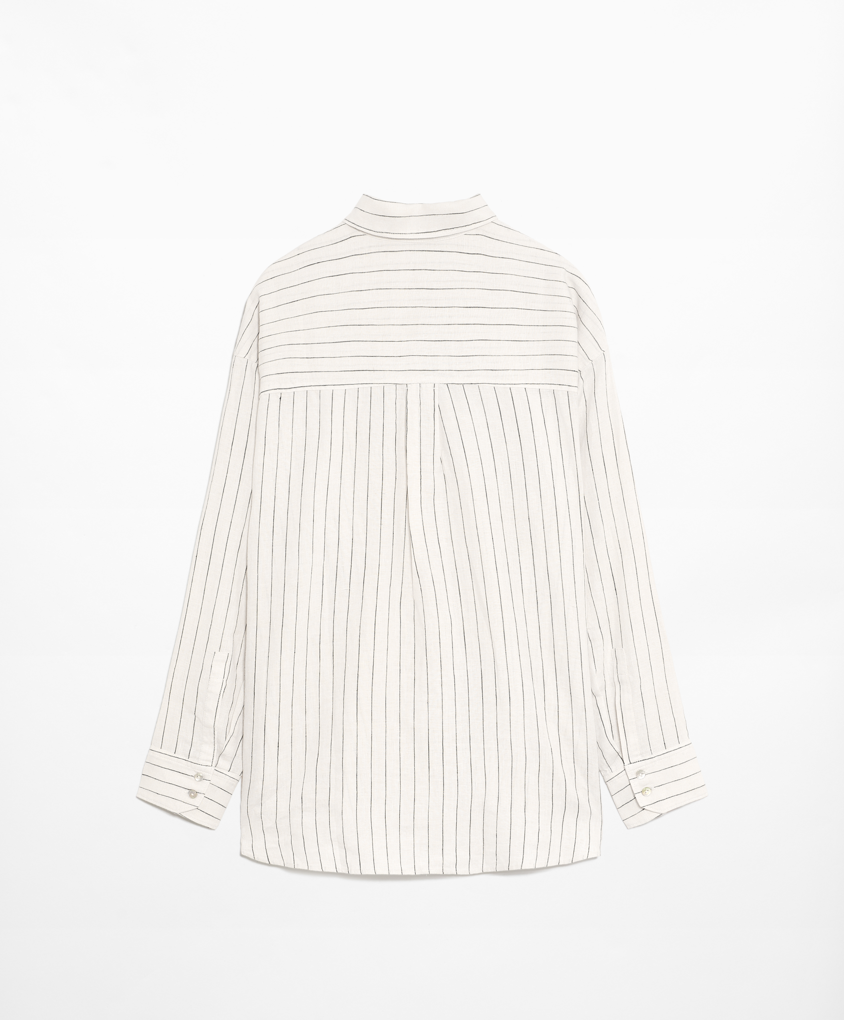 OYSHO Striped 100% linen long-sleeved shirt