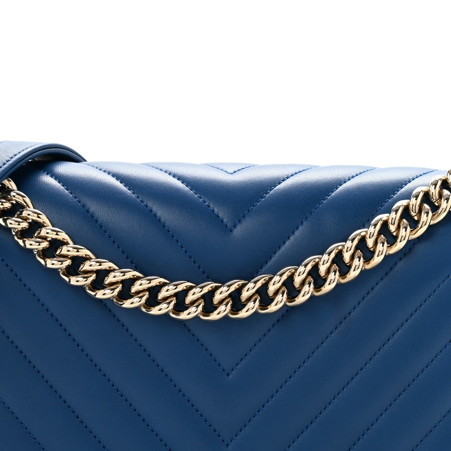 Lambskin Chevron Quilted New Medium Boy Flap Blue - Top Club