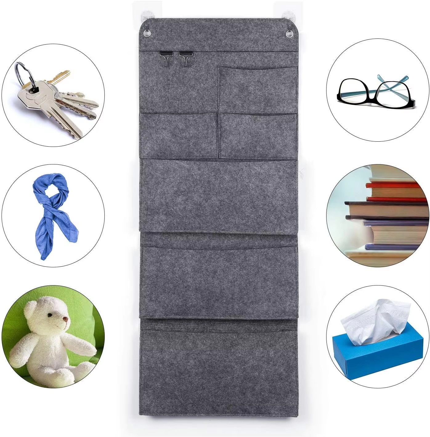 Custom Cascading Wall Hanging Mail Organizer New Design Sturdy Felt Office File Magazine Storage Fabric Bathroom Hanging Holder