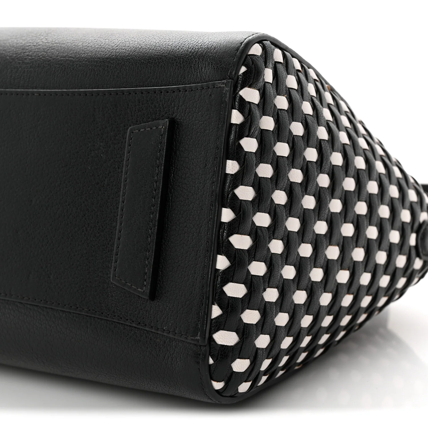 Sugar Goatskin Woven Small Antigona Black White - Top Club