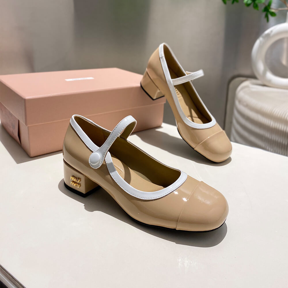 MiuMiu Two-tone patent leather Mary Jane pumps - Top Club