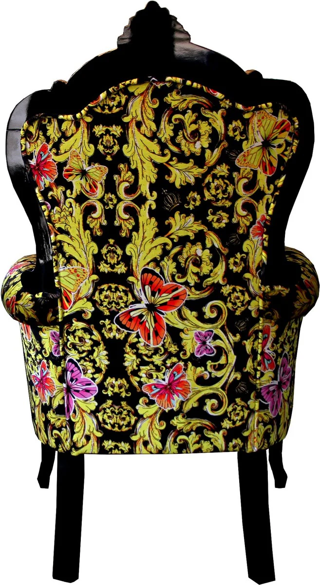 Pompöös by Luxury Baroque Armchair Bergere Butterfly & Flower Design / Black / Gold - Pompööser Baroque Armchair designed by Harald Glööckler